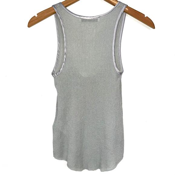 Zara Grey Scoop Neck Delicate Sheer Viscose Linen Mesh Knit Tank Top Size XS - Picture 8 of 15